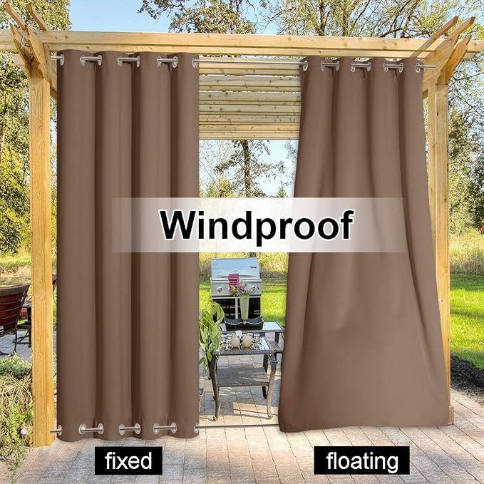 NICETOWN 2 Panels Weighted Blackout Curtains Patio Waterproof, Thermal - Image 4