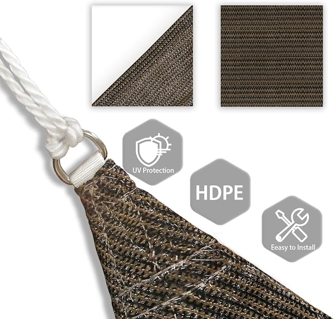 Patio Paradise 12' x 12' x 11'10" Sun Shade Sail Triangle Canopy, Permeable - Image 3