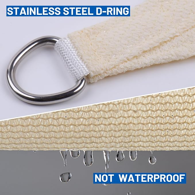 Sun Shade Sail 8' x 8' Butter Cream Square Outdoor Canopy Cover | Outdoor sun - Image 6