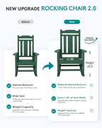 SERWALL HDPE Oversized Outdoor Rocking Chairs Set of 2, Patio Rocker, All - Image 4