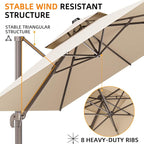 10' X 13' Outdoor Patio Umbrella Large Rectangle Cantilever Umbrella - Image 4