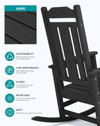 SERWALL Oversized Outdoor Rocking Chairs Set of 4, HDPE Patio Rocker, All - Image 6