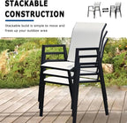 Outdoor Patio Chairs Set of 8, Oyster Beige Stackable Outdoor Chairs, - Image 2