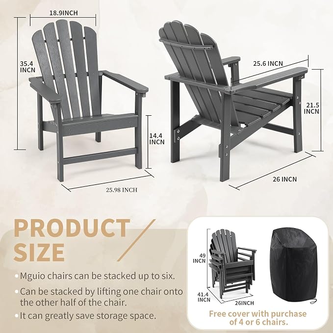 Oversized Stackable Adirondack Chair, HDPE All-Weather Fire Pit Chair | - Image 3