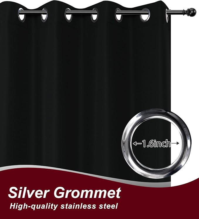 Grommet Outdoor Curtains for Patio Waterproof 8 Pcs 54x120 In Black | - Image 2