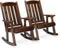 VINGLI Outdoor Rocking Chair Set of 2, Heavy Duty 600 LBS Wooden Rocking Chair by VINGLI