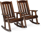 VINGLI Outdoor Rocking Chair Set of 2, Heavy Duty 600 LBS Wooden Rocking Chair by VINGLI