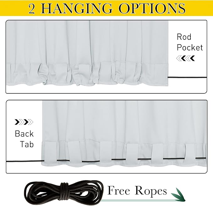 NICETOWN Weighted Curtains for Patio Waterproof W66xL84 Off White 2 Panels | - Image 3