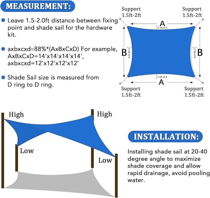 Shade&Beyond 15'x15' Sun Shade Sail Canopy Square, UV Block Breathable Curved - Image 6