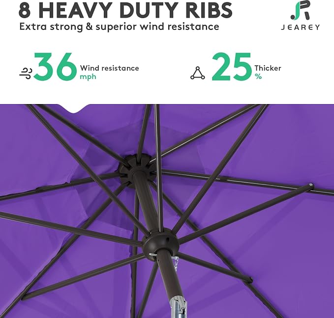 JEAREY 9FT Outdoor Patio Umbrella, Market Umbrella, Dark Purple | Outdoor Table - Image 5