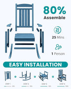 SERWALL Outdoor Rocking Chair Set of 4, Patio Rocking Chair, Porch Rocker - Image 5