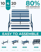 SERWALL Armless Outdoor Bench, All Weather HDPE Porch Bench, 2 Pack, Suitable - Image 7