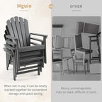 Oversized Stackable Adirondack Chair Set of 6, HDPE Fire Pit Chair | All-Weather - Image 4