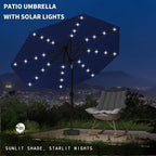9FT Patio Umbrella with Solar Lights, Outdoor Market Umbrella with Tilt and - Image 6