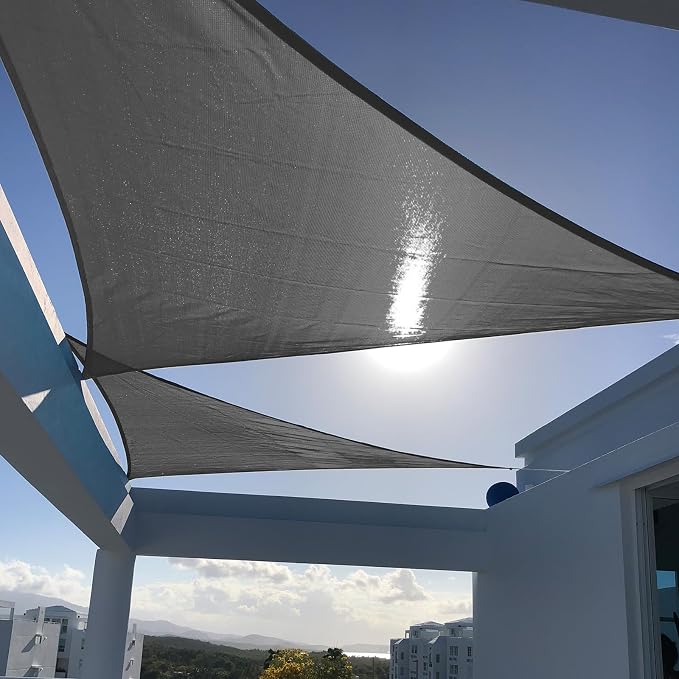 SUNNY GUARD 13' x 13' x 13' Triangle Shade Sail 95% UV Block Outdoor Canopy | by SUNNYGUARD
