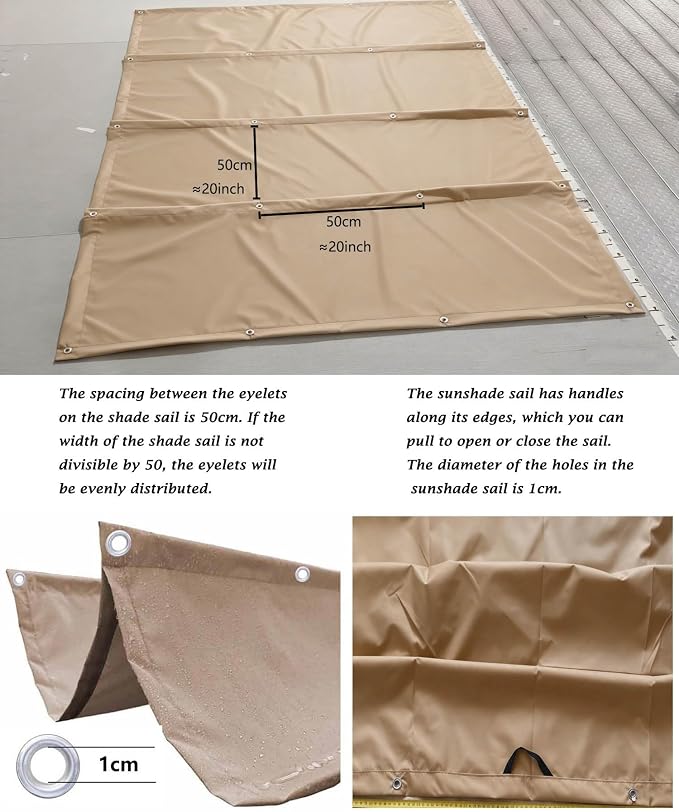 Retractable Wave Shade Cloth Waterproof 3' x 30' Sun Shade Sail Waterproof - Image 4