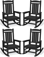 Oversized Outdoor Rocking Chairs Set of 4, HDPE Porch Rocker by KINGYES