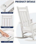 Oversized Outdoor Rocking Chair Set of 6, HDPE Patio Rockers - Image 8