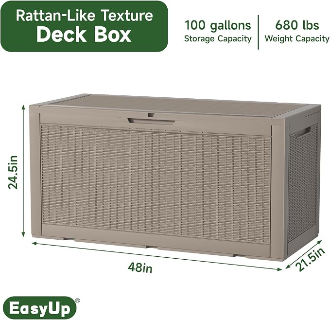 120 Gallon Waterproof Resin Outdoor Storage Box, Weatherproof Outdoor Bin - Image 2