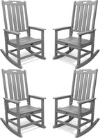 THOEOE Outdoor Rocking Chairs Set of 4, Oversized Patio Rocking Chair | HDPE by THOEOE