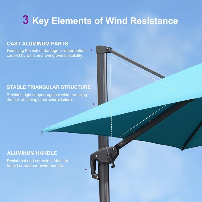 PURPLE LEAF Patio Umbrella 10FT Outdoor Umbrella Double Top Turquoise Blue | - Image 9