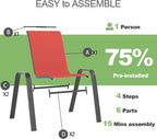 Outdoor Patio Chairs Set of 6 Stackable Dining Chairs All-Weather Textilene - Image 8