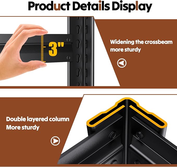 2Pack Storage Shelves, 2500lbs Garage Shelving, Adjustable Heavy Duty Shelving - Image 3