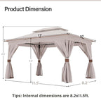 10'x13' Outdoor Gazebo, Metal Frame Heavy Duty Patio Canopy Tent Shelter - Image 2