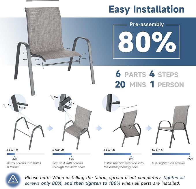 Amopatio Patio Chairs Set of 4, Outdoor Stackable Dining Chairs - Image 4