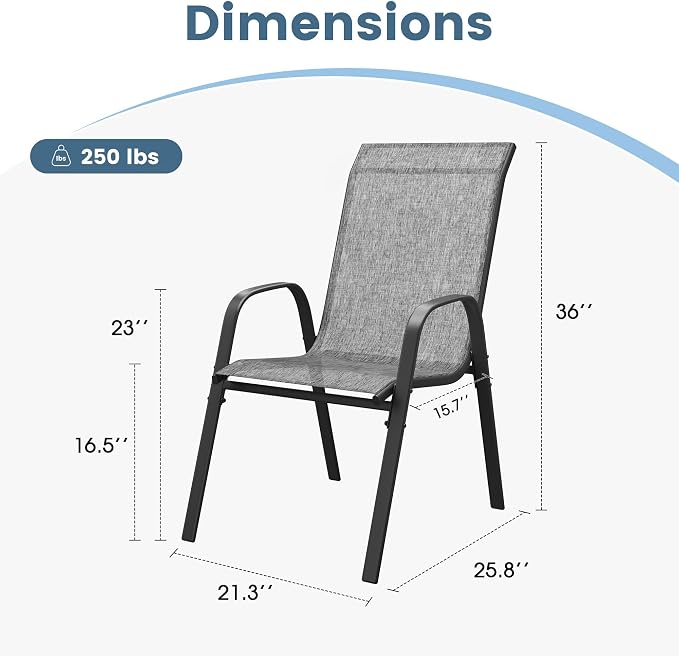 DIFY Patio Chairs Set of 2, Stackable Outdoor Dining Chairs Set - Image 3