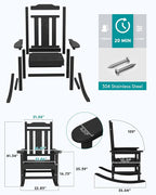 SERWALL HDPE Oversized Outdoor Rocking Chairs Set of 2, Patio Rocker, All - Image 2
