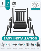 SERWALL Outdoor Rocking Chair Set of 2, HDPE Rocking Chairs - Image 7
