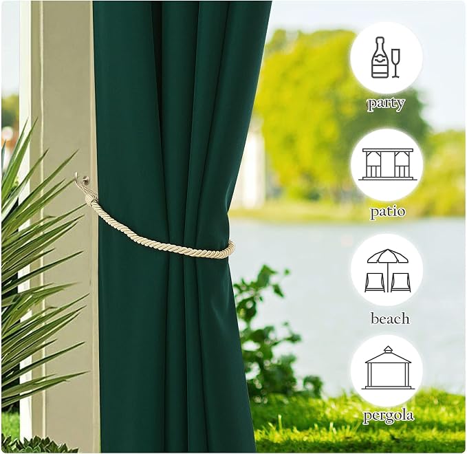NICETOWN Canvas Patio Curtains Outdoor Waterproof 4 Panels, Rustproof Top & - Image 5