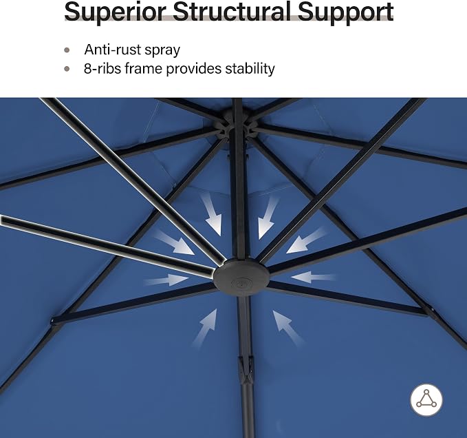 Outdoor Patio Umbrella with Base included, 12 FT Deluxe Curvy Cantilever - Image 7