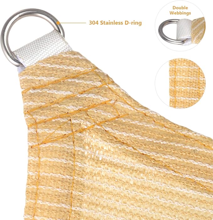 Eden's Decor Straight Flat-Edged Sun Shade Sail Rectangular 9' x 20' Beige - Image 2