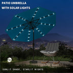 9FT Patio Umbrella with Solar Lights, Outdoor Market Umbrella with Tilt and - Image 7
