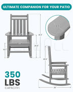 SERWALL Outdoor Rocking Chair Set of 2, Sliver Gray | 21.1" Widened Seat adds - Image 3