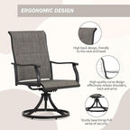 Outdoor 360-degree Swivel Dining Chairs Set of 4, Ergonomic Designed, Breathable - Image 6