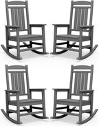SERWALL Outdoor Rocking Chair Set of 4, Oversized Patio Rocking Chair, Porch by SERWALL