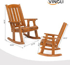 VINGLI Outdoor Rocking Chair, Heavy Duty 600 LBS Wooden Rocker, Teak | High & - Image 3