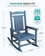 SERWALL Outdoor Rocking Chair Set of 2, Oversized Patio Rocking Chair, Porch - Image 3