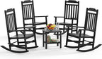 5 Piece Outdoor Rocking Bistro Set, Rocking Chairs Outdoor Furniture, Resin by GYMHILL