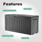 PatioZen 90 Gallon Deck Box Outdoor, Weatherproof Resin Patio Storage Box - Image 3