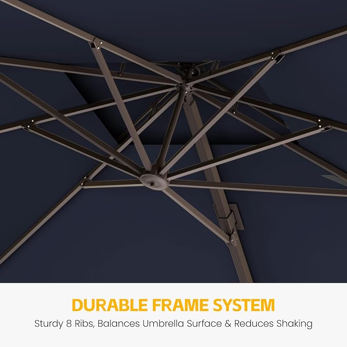 10x13 FT Patio Cantilever Umbrella, Rectangular Heavy Duty Offset Umbrella - Image 4