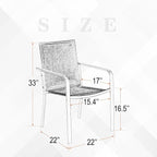 Anmutig Stackable Outdoor Dining Chairs Set of 6, Textilene Fabric, Breathable - Image 3