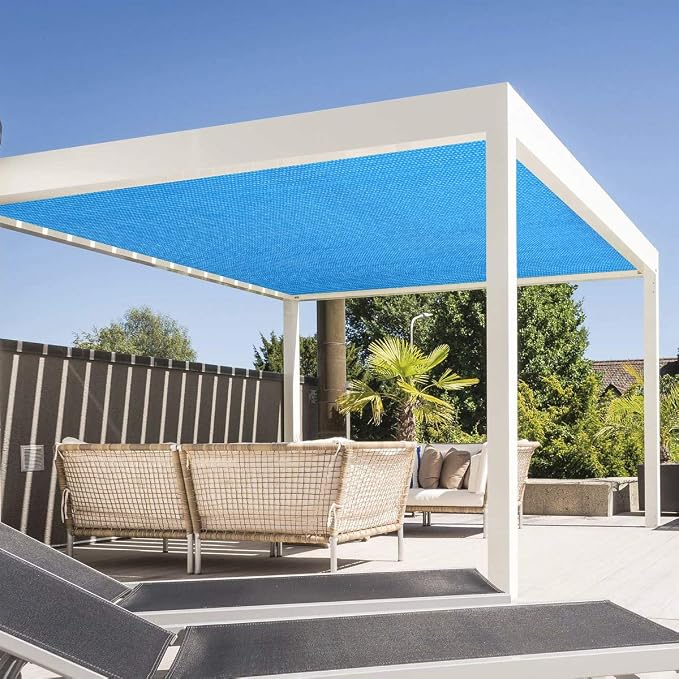 Eden's Decor Straight Flat-Edged 8' x 17' Blue Sun Shade Sail Rectangular - Image 6