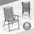GIANTEX Set of 4 Patio Folding Chairs, Outdoor Patio Dining Chairs w/Armrest - Image 3