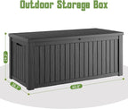 Outdoor Storage Box, 200 Gallon Resin Deck Boxes Outdoor Waterproof - Image 2