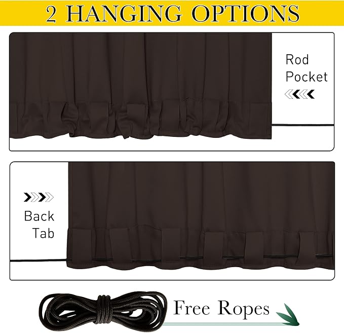 NICETOWN Gazebo Curtains Outdoor Waterproof W100 x L84 in Brown | Windproof - Image 2
