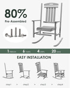 Outdoor Rocking Chair, All-Weather Resistant Poly Lumber Rocker Chair Outdoor - Image 3